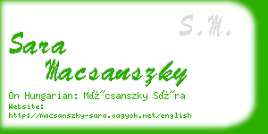 sara macsanszky business card